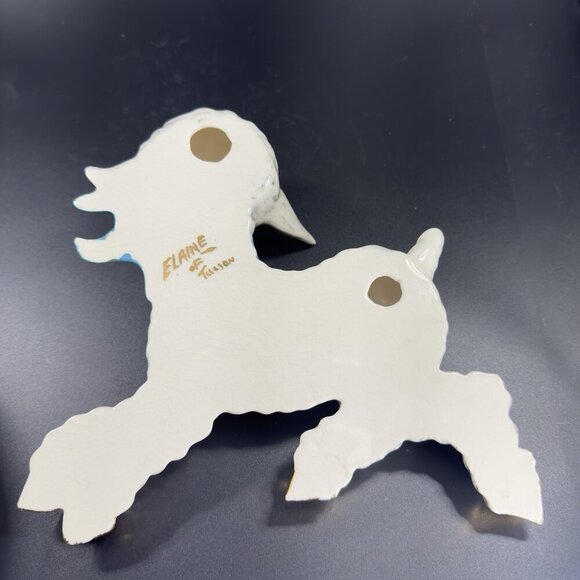 1950s Ceramic Lamb Shell Whimsical Hand Painted Wall Hanging Plaque Figure VTG - Picture 13 of 16